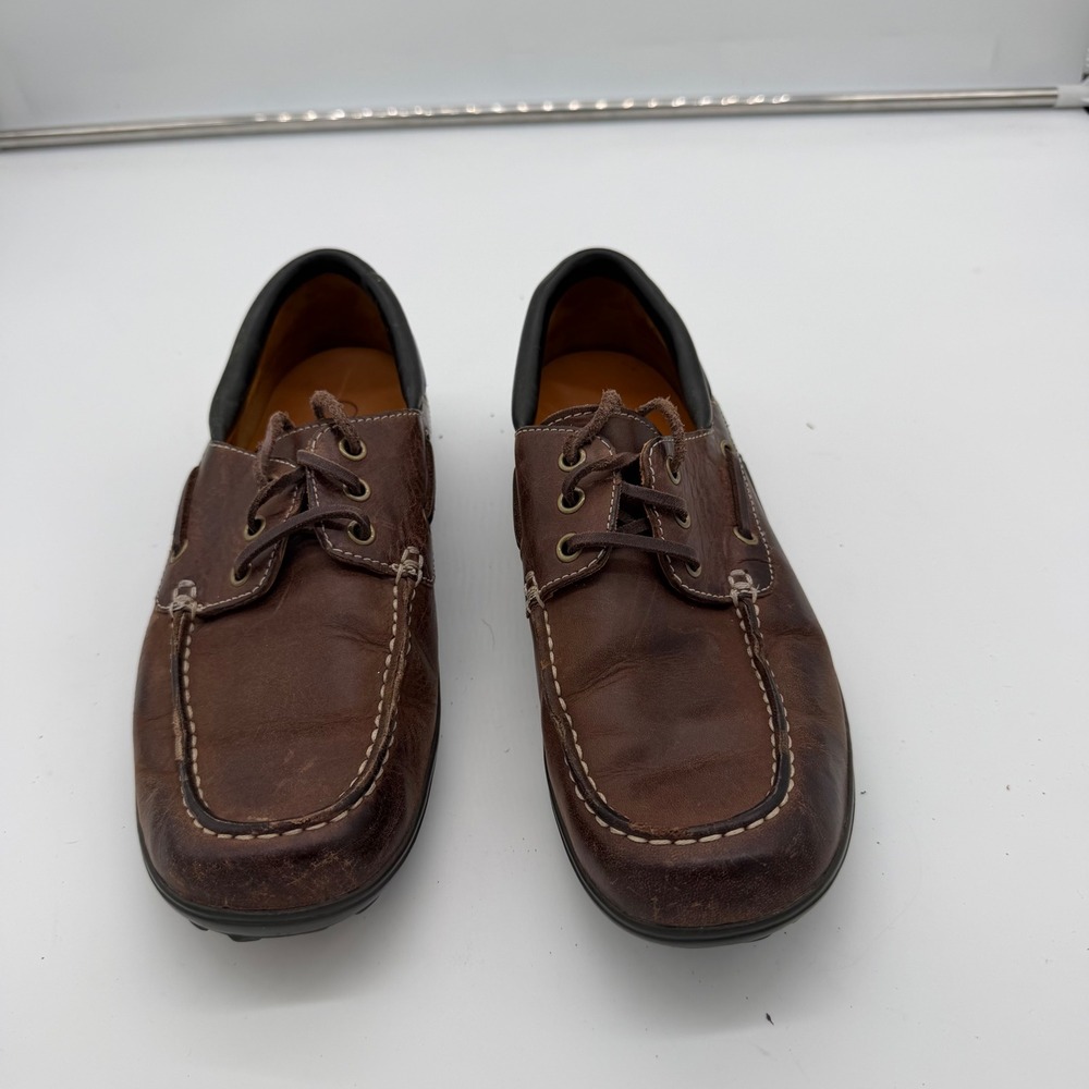 Cole Haan Mens Brown Leather Boat Shoes C07139 Moc Toe Loafers Size 9M